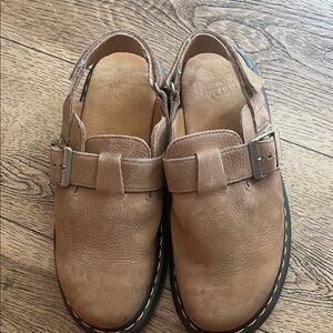 Dr. Martens Brown Leather Loafers. Back Velcro straps